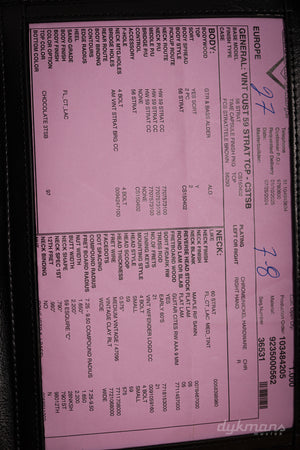 Fender Custom Shop '59 NOS Stratocaster Chocolate Sunburst PRE-OWNED!