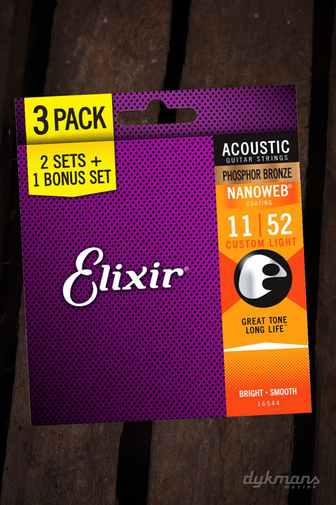 Elixir Nanoweb Acoustic Phosphor Bronze 11-52 3-PACK