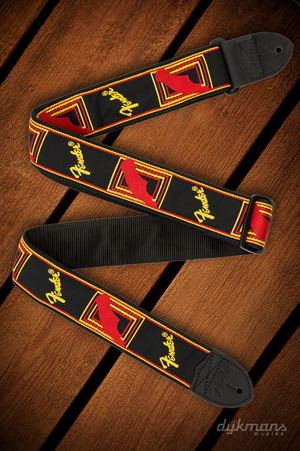 Fender Monogrammed Strap Black/Yellow/Red