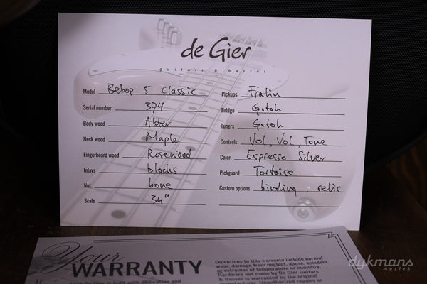 De Gier Bebop 5 Classic Expresso silver relic