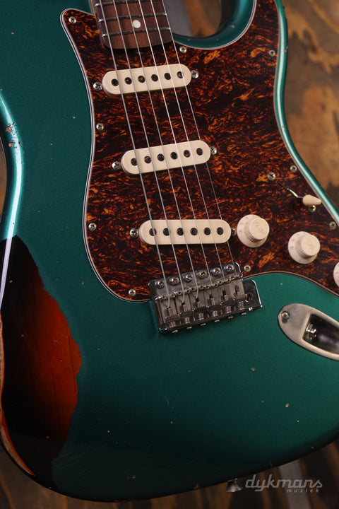 Del-Tone 60's S-Style Sherwood Green Over Sunburst