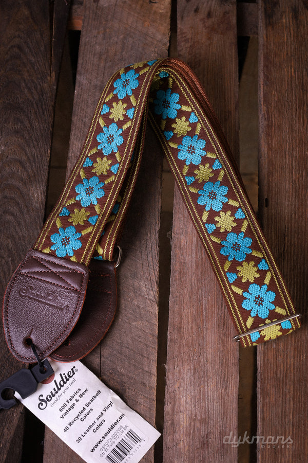 Souldier Guitar Strap Tulip Turquoise Gold