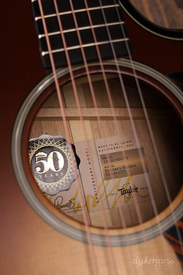 Taylor 314ce LTD 50th Anniversary Builders Edition Kona Burst