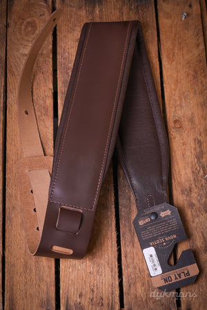 Levy's 6,4 cm Wide Genuine Leather Guitar Strap - Dark Brown