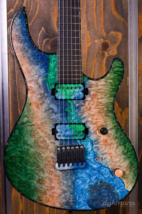 Mayones Regius 6 Buckeye Burl Master Grade Custom Colour