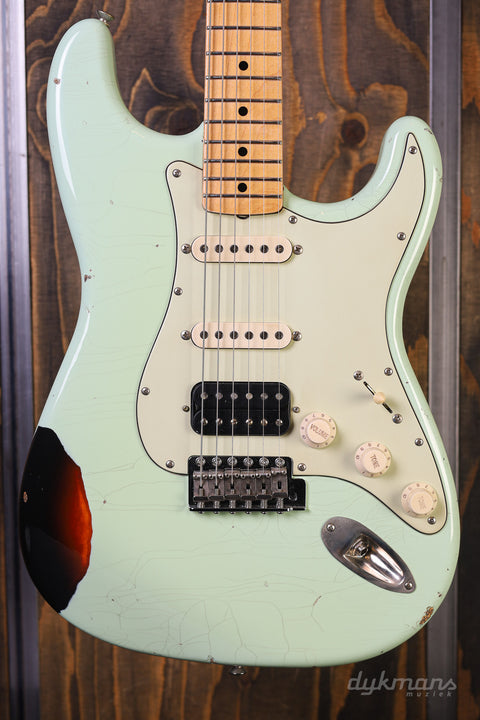 Del-Tone 50’s S-Style Surf HSS Surf Green over 3-Tone Sunburst