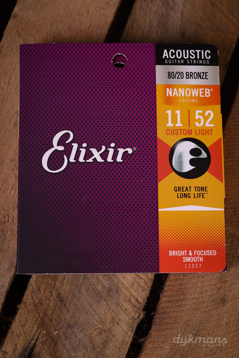 Elixir Acoustic Nanoweb 80/20 Bronze Custom Light 11-52