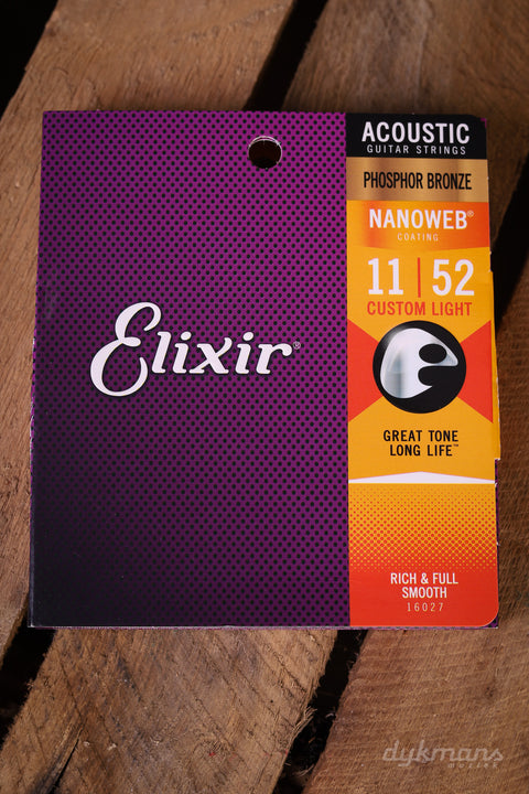 Elixir Acoustic Nanoweb Phosphor Bronze Custom Light 11-52