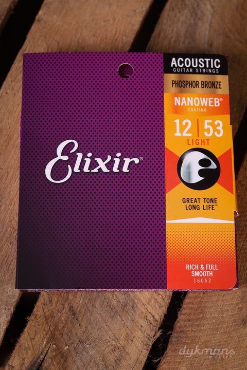 Elixir Acoustic Nanoweb Phosphor Bronze Light 12-53