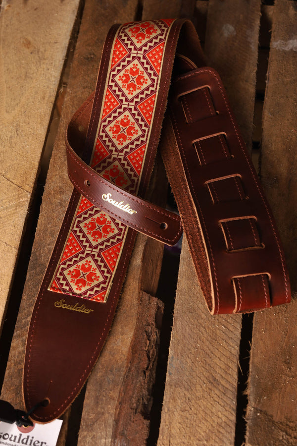 Souldier Guitar Strap Torpedo Rustic Burgundy Orange
