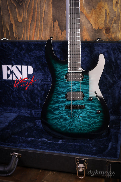 ESP USA M-II Quilted Maple Black Aqua Sunburst