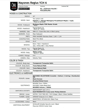 Mayones Regius V24 6 Flamed Maple Turquoise Satin PRE-ORDER