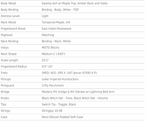 Novo Miris J Amber Burst Dealer Exclusive