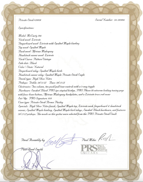 PRS McCarty 594 Private Stock Spalted Maple