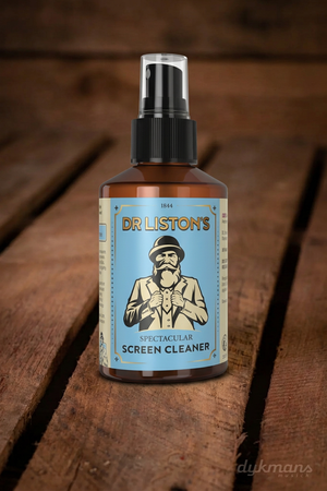 Dr. Liston's Spectacular Screen Cleaner 150 ml op een warme houten achtergrond