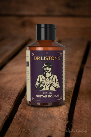 Dr. Liston's Luxury Guitar Polish 150 ml op een warme houten achtergrond