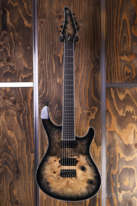 Mayones Regius 7 Buckeye Burl Trans Natural Black Burst Gloss