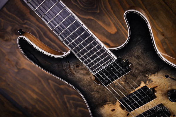 Mayones Regius 7 Buckeye Burl Trans Natural Black Burst Gloss