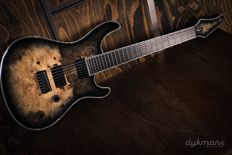 Mayones Regius 7 Buckeye Burl Trans Natural Black Burst Gloss