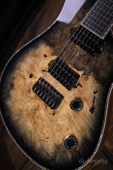 Mayones Regius 7 Buckeye Burl Trans Natural Black Burst Gloss