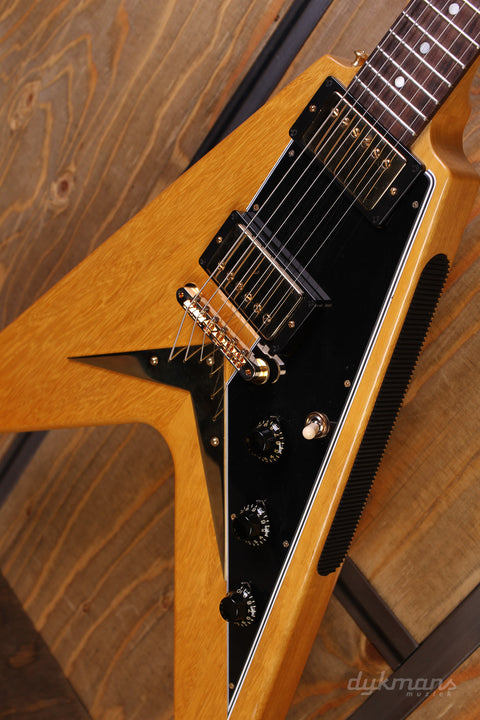 Gibson Custom Shop 1958 Korina Flying V Reissue (Black Pickguard) - Natural