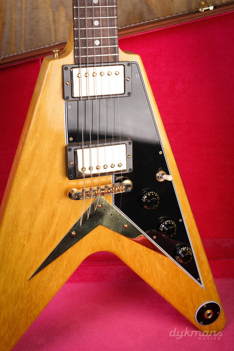 Gibson Custom Shop 1958 Korina Flying V Reissue (Black Pickguard) - Natural