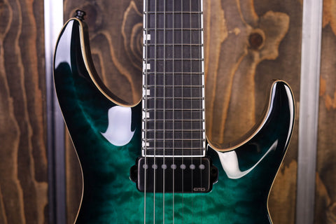 ESP E-II Horizon FR-7 Black Turquoise Burst