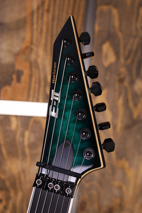 ESP E-II Horizon FR-7 Black Turquoise Burst