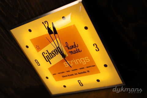 Gibson Vintage Lighted Wall Clock, Handmade Strings